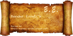 Bender Ernák névjegykártya